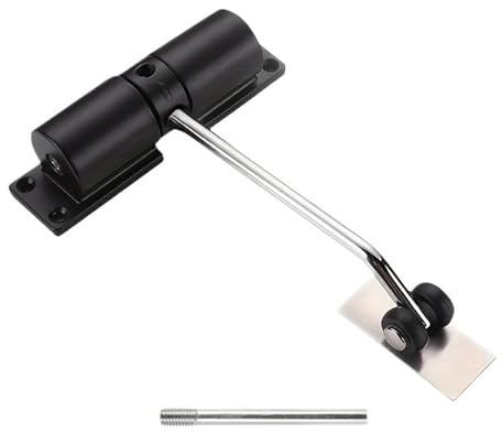 Chiudiporta automatico regolabile, resistente, con molla di sicurezza, silenziatore, durevole, convertibile, porta cerniera, interno ed esterno(Black B)
