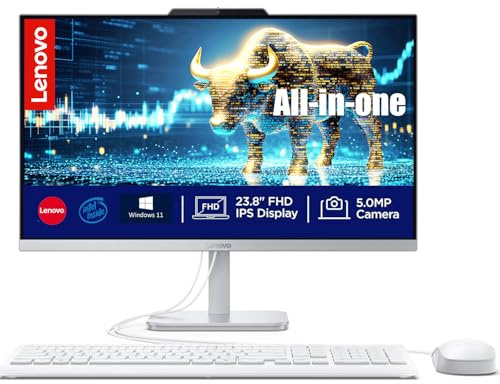 Lenovo 24 FHD All in One Desktop Computer | Intel 13th Gen Core i3 8-Core CPU | 16GB RAM, 1TB Storage (512GB SSD+512GB External) | Lifetime Microsoft Office for The Web | WiFi 6 | UHD Graphics