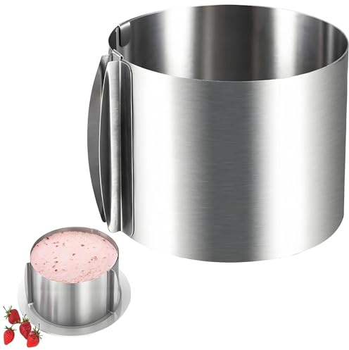 Cake Ring Adjustable, 15cm Heigh Stainless Steel Cake Mold Adjustable for Baking 6-12 Inch Diameter, Circle Molds Baking Tools for Cooking Crumpets Desserts Mousse Bread