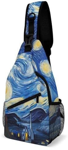 Starry Galaxy Night Unisex Sling Bag Multiple Pockets Daypack Adjustable Strap Chest Bag For Sports Shopping Running