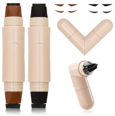MOPZIJA 2 Piezas Sello de Delineador de Ojos, Sello Eyeliner, Conjunto de Delineador de Doble Cabeza Resistente a Manchas, Tinta de Secado Rápido, para Fiestas, Viajes, Bodas, Negro/Marrón