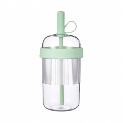 Tumbler de Voyage 540ml Vert avec Paille et Couvercle Anti-Fuite - Tasse Gobelet Mug Gourde Isotherme Tritan Sans BPA Café Glacé, Matcha Latte, Bubble Tea, Thé - Vert Pastel + Goupillon Inclus