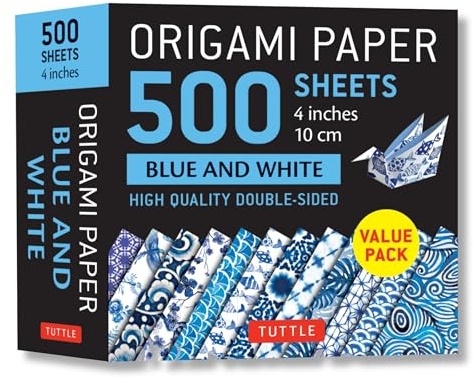 Origami Paper 500 Sheets Blue and White 4 (10 CM): Tuttle Origami Paper: High-Quality Double-Sided Origami Sheets Printed with 12 Different Designs
