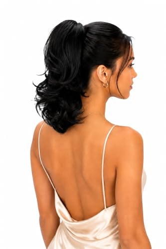 CAISHA 35cm Haarteil Zopf Extension Butterflyclip Schwarz H88