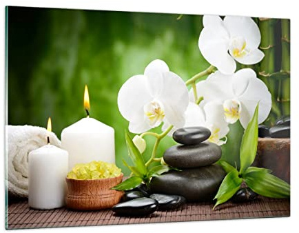Wandbilder Dekoration Wohnzimmer Blume aromatherapie spa Bilder auf Glas 120x80cm Glasbild Schlafzimmer Küche Deko Wand Kunstdruck Art Groß XXL Wanddeko Bild im Glas Modern Wall Decor GAA120x80-2718