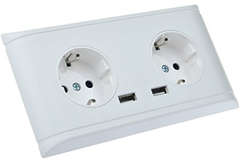 NineLeaf 1PC Standard USB Schuko Steckdose mit 2 x USB (5V/2.1A) Doppel Wandsteckdose zum Aufladen von iPhone, iPad, Samsung Galaxy,Tablets,MP3 & Mehr