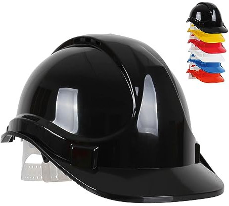 Blackrock Black Hard Hat, Safety Helmet, For Construction, Mens Womens Unisex, Work Hats, Builder, One Size Adjustable Head Strap, HDPE Protection, UK/EU 2016/425 EN937:2012+A1:2012