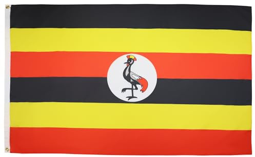AZ FLAG - Uganda Flag - 3x5 Ft - Light Polyester Ugandan Banner with Two Brass Eyelets - Fade Resistant - Vivid Colors - 3' x 5' Feet - 150x90 Cm