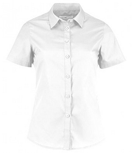 Kustom Kit Ladies Tailored Poplin Shirt, Easy Iron Fabric, White, Size 26