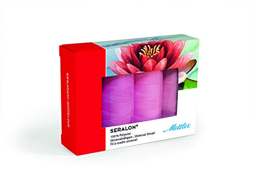 Mettler Seralon No.100 200 m rosa trådsats – 4 spolear
