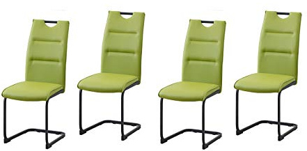 HTI-Line Schwingstuhl 4er Set PU grün DannyP Freischwinger Esszimmerstuhl Kunstleder