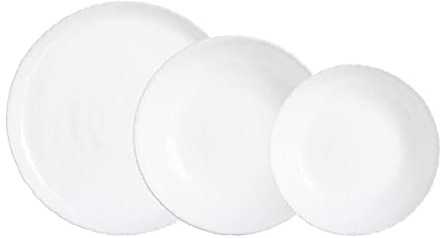 Luminarc 9319101 Stoviglie in vetro opale extra resistente per 6 persone, 18 pezzi, senza BPA, made in France
