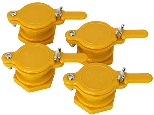 Tolegano Honig Abfüllhahn - 4 Stück Quetschhahn für Honigeimer | aus lebensmittelechtem Kunststoff für Honig, Honigernte und Schleudern, Imkereibedarf, Bienen, gelb