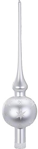 Christbaumspitze, Christbaumschmuck, Inge-Glas, deutsches Produkt, Spitze, 7 x 30 cm, Sternenhimmel, weiß matt
