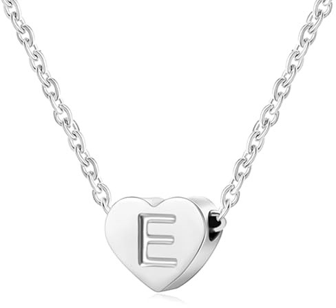 AFSTALR Silber Damen Halskette mit Klein Buchstabenherz Anhänger Initialschmuck für Frauen Mädchen Geburtstagsgeschenk