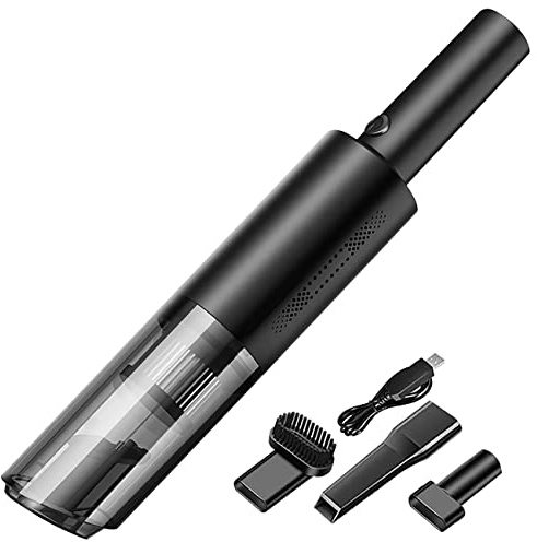 Sichler Haushaltsgeräte Kleiner Handstaubsauger: Kompakter Akku-Handstaubsauger mit HEPA, 6 kPa, 120 W, 475 g, USB (Akku klein, Mini Staubsauger, LED)