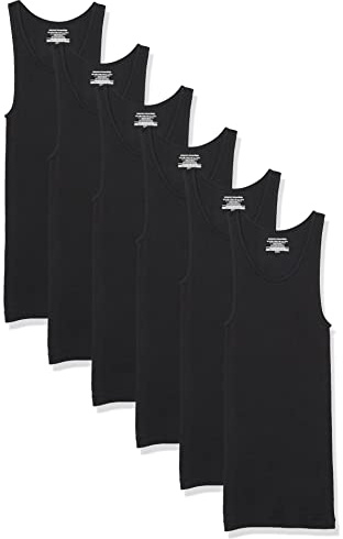 Amazon Essentials Canottiere Intime Leggere Uomo, Pacco da 6, Nero, S