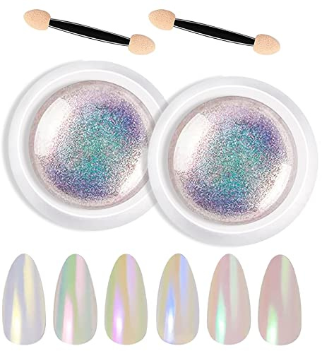 Polvo De Brillo De Uñas Perla, Polvos Neón Sirena Efecto Espejo Cromo Uñas, Polvos Brillantes Mágicos de Concha Polvo Pigmento Cromo para decoración de uñas DIY