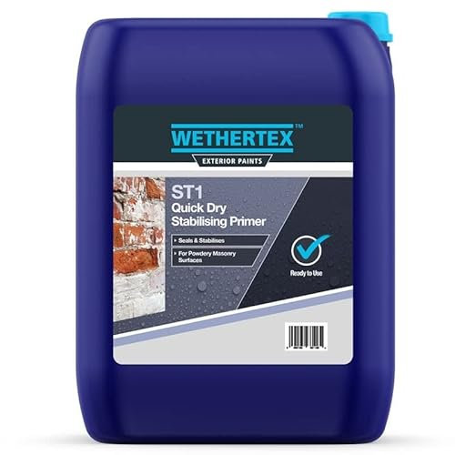 Rawlins Paints Wethertex ST1 Quick Dry Stabilising Primer - Excellent Adhesion - Quick Drying Formula - Water Based - Clear - 5L