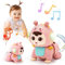 Highttoy Baby Spielzeug 3 6 9 Monate, Krabbelspielzeug Baby mit Lichter und Musik, Bauchlage Babyspielzeug Sensorik Spielzeug Tummy Time Toys Geschenke Babys, Rosa