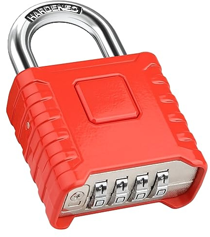 Diyife Robust Vorhängeschloss mit Zahlencode, 8 MM Dicker Schäkel, Rot | Zahlenschloss 4 Stellig, 304 Edelstahl, Wasserdicht und Diebstahlsicher für Hof, Zaun, Garagen, Tore