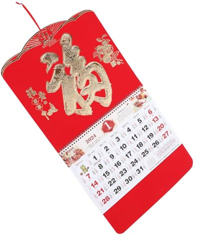 BCOATH Chinesischer Neujahrskalender Traditioneller Papierkalender Mit Drachenjahr Hängekalender Für Haus Und Büro