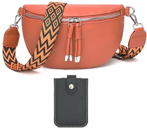 Atgbiem Damen Umhängetasche Stylisch Crossbody Bag mit Breiter Gurt Dunkelgrau mit Kreditkartenhalter