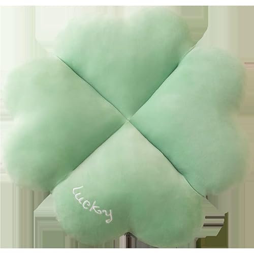 Herfair Sakura Klee Plüsch Kissen, 45cm Plüsch Kissen Dekokissen, Kawaii Sakura Klee Plüsch Kissen Kinder Mädchen Plüsch Spielzeug Weiche Flauschige Zierkissen Sofakissen (vierblättriger Klee,45cm)