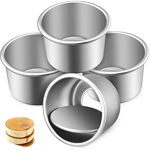 OUNONA 4pcs Round Cake Pans Removable Bottom Small Baking Molds Cake for Party Picnic Home Baking