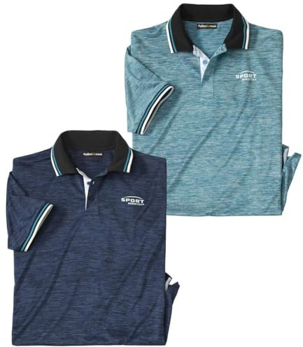 ATLAS FOR MEN 2er Pack Polohemden - Herren Poloshirt mit Aufdruck - Polohemd für Männer - Poloshirts mit Knopfleiste - In großen Größen erhältlich