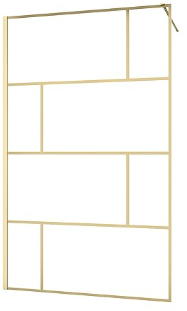 Marwell Walk In Dusche Bricks Gold 120x195 cm - Duschwand aus 5mm Einscheibensicherheitsglas - Duschabtrennung mit goldenen Siebdruck und hochwertigen Aluminiumwandprofil