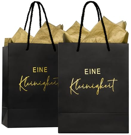COLOFALLA 2 Stück Geschenktüten Schwarz 23x18x10 cm Papiertüten mit Henkel Eine Kleinigkeit Geschenktaschen Schwarz Geschenktaschen mit Henkel Geschenktüte Geburtstag mit Sydney Papier