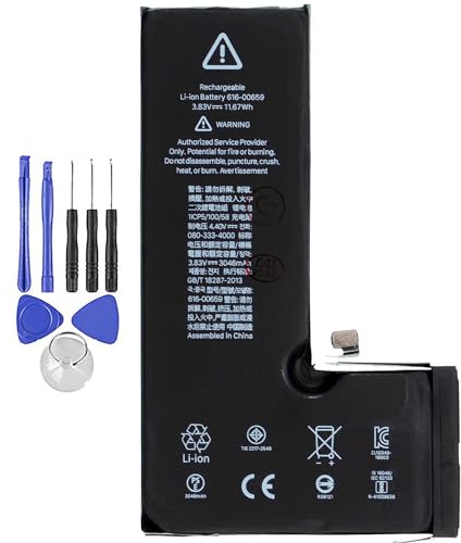ELLENNE Akku kompatibel mit iPhone 11 Pro 3046 mAh mit Demontage-Set | Akku für iPhone 11 Pro, 3046 mAh, mit Werkzeugset zur Demontage