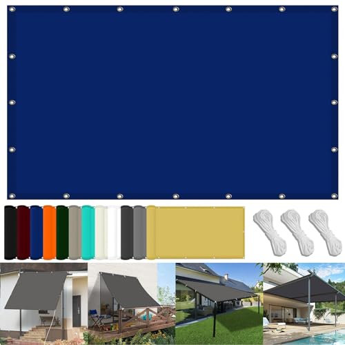 Sun Shade Sail Poles 130 x 600 cm(51 x 236inch) Waterproof Sun Canopy 98% UV Block with Free Rope & Fixing Kit Pool Terrace Greenhouse Shade Cloth, Navy Blue