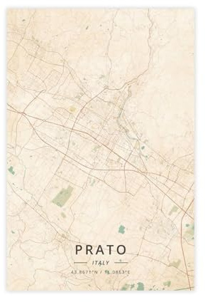 Poster vintage su tela con mappe della città di Prato Italia, decorazione per camera da letto, ufficio, stanza, regalo, 50 x 75 cm