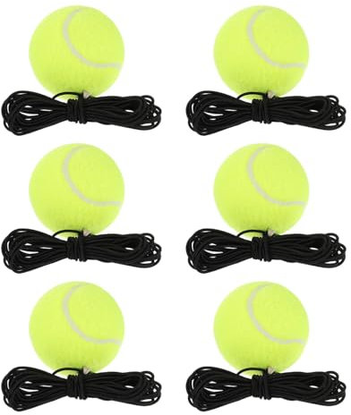 PATIKIL Tennis Bälle mit Saite 6Stk Tennis Trainings Kugel mit Saite Selbst Übung Trainings Gerät Tennis Trainings Ausrüstung für Sport Übung Gelb
