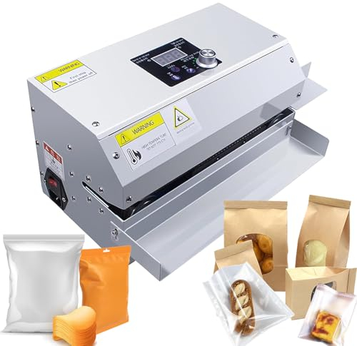 Fablestoryem Sigillatrice Continua da 300W, Sigillatrice Automatica per Sacchetti Continui Orizzontali, Termosigillatrice GLF-100 per Biscotti, può Stampare La Data di Sigillatura