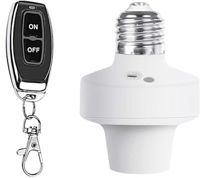 QIACHIP Lámpara con control remoto inalámbrico, base E27, portalámparas, sin cables, 433 MHz, con encendido/apagado, soporte para lámpara LED, bombilla