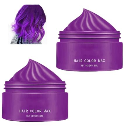 2 Pezzi Di Cera Temporanea Per Capelli Cera Per Tintura Temporanea Di Colore Modellante Per Capelli Tintura Istantanea Per Capelli Facile Da Lavare Per Uomini Donne Feste O Cosplay (Purple)