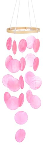 M METERXITY Muschel-Windspiel für draußen, Muschel-Windspiel aus Meeresglas Muschel-Windspiel für draußen/Patio/Garten/Veranda Dekor, [Pink]