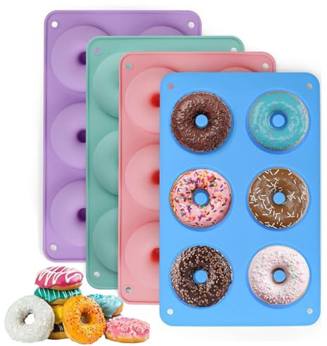 NCZCDZSW Donut Backform mit 6 Fächern Antihaft Silikon, Silikonbürste BPA-Frei, Hitzebeständig für Bagels, Kuchen, Kekse, Muffins