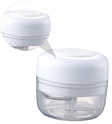 Amosfun Elektrische Knoblauch schlamm maschine gemüsenudelschneider gemüseschneider Knoblauchpresse Mini-Knoblauch Knoblauchhacker Plastikzerkleinerer Zerhacker Rostfreier Stahl Weiß