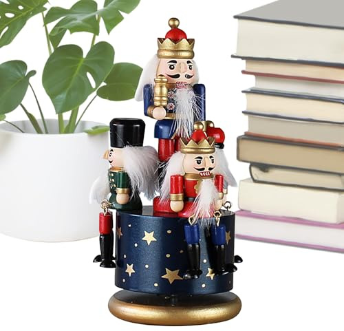 Qyljeiwred Musical Christmas Decor,Funny Nutcracker Musical Box | Rotating Colorful Nutcracker Figurines Decoration, European Style Christmas Nutcracker Figurines for Home Company Shops