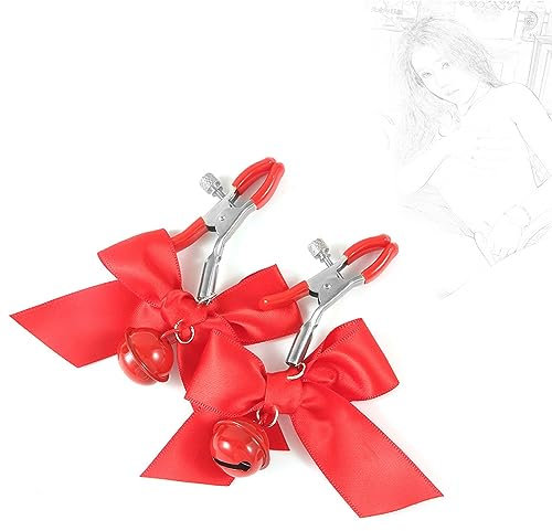 Nippelklemmen Brustclip mit Glocken Nippelklammern Brust Schamlippen Brustwarzen Vaginal Klemmen Nippelschmuck Brustwarzenklemmen Brustklammern Erotik Sexspielzeug Frauen und Männer(Rot)