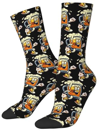 KWQDOZF Chaussettes de course en verre de bière pour hommes et femmes, cadeau de sport, chaussettes absorbantes, chaussettes chaudes et confortables