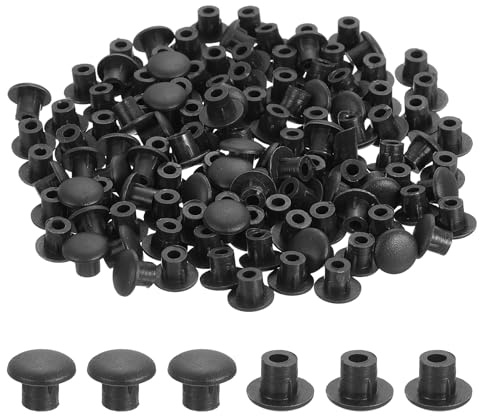 sourcing map 250Pcs Plastic Hole Plugs, 5/16 x 1/4(DxH) Hole Cover Tubing End Cap for Round Holes(5mm), Cabinet Furniture Cupboard Shelves, Black