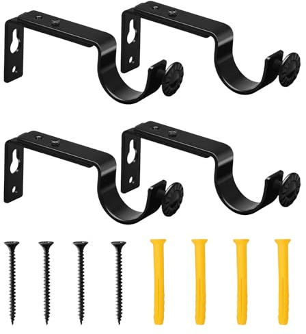 Diffaxy 4 Vorhang Halterung, verstellbar, Metall, mit robusten, langlebigen Eisenschrauben, Winkel Regalhalterung, für Vorhangstange Halterung, geeignet für Schlafzimmer, Büro und Badezimmer