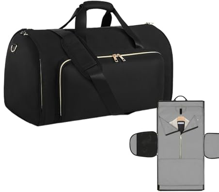 Generico Garment Carry On Bag, 2 av 1 klädduffelväska | konvertibla | barnkläder för män kvinnor - resväska rem affärsresor, Svart, riferimento alla descrizione, Se beskrivningen