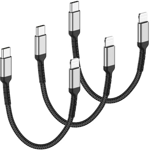 ADILIFT USB C auf Lightning Kabel Kurz 20cm, 3Stück | PD Schnellladekabe Kurzes, iPhone Ladekabel Geflochten Datenkabel für Apple iPhone 14 13 12 11 Pro Max Mini SE X XS XR 8 Plus