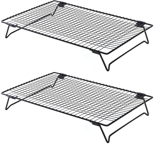 yeeplant 2 Pcs Foldable Cooling Racks, Stackable Wire Racks for Baking, Perfect for Cooling Cookies, Breads, Meats